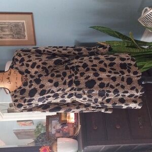 Parker Black and Tan Abstract Print Long Sleeve Mini Dress